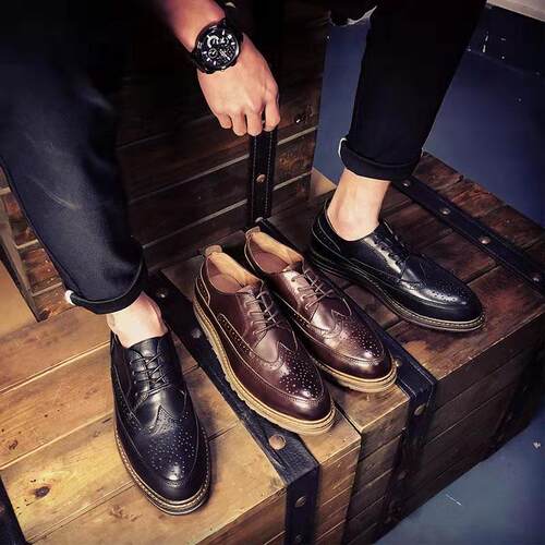 布洛克雕花英伦休闲皮鞋男