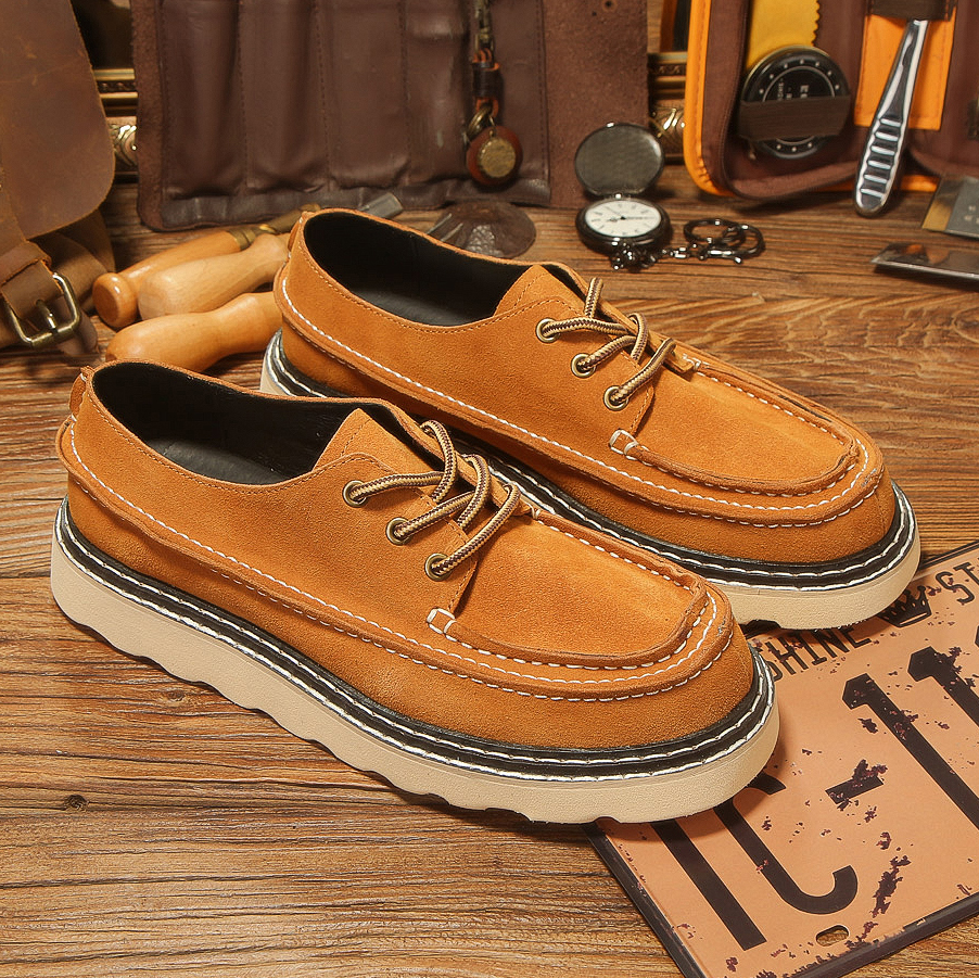 冬季新款工装鞋男美式休闲大头皮鞋真皮潮流英伦风复古低帮马丁靴