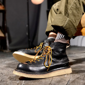 2025冬季 复古潮 靴子短脸英伦风高帮真皮皮鞋 新款 马丁靴男加绒工装