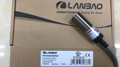 上海兰宝传感器  感应开关，金属外壳光电开关PR18-BC40DNO,  NPN