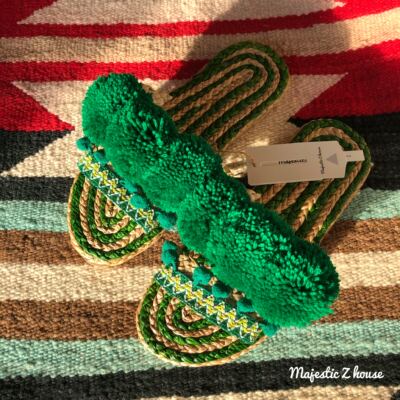 泰国网红毛球拖鞋绿色欧美ins风