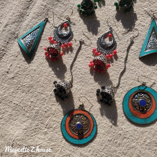 Nepal handmade尼泊尔风情民族复古风耳饰中古耳环印度巴基斯坦