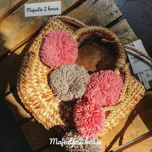 #handmade#沙滩风毛球旅行挎包