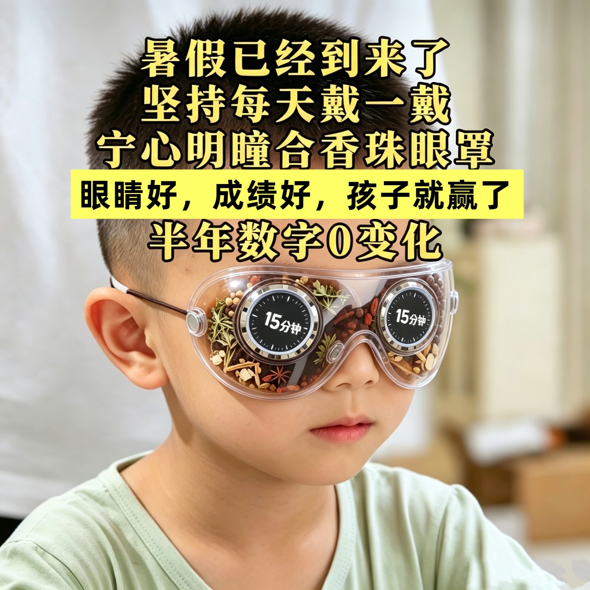 儿童青少年专用草本合香珠眼罩眼轴镜眼周护目镜模糊老花学生成人