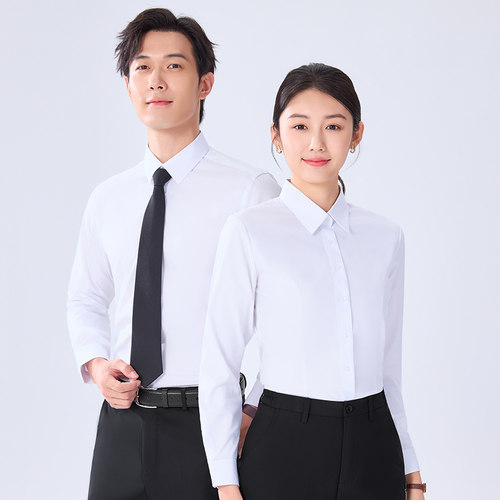 春秋白色免烫长袖职业衬衫