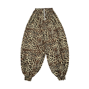女瑜伽家居外穿透气大码 豹纹休闲夏棉绸灯笼长裤 福利数量不多