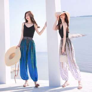 大裤 夏季 筒男女百搭宽松大码 薄款 运动瑜伽 休闲长裤 泰国孔雀灯笼裤