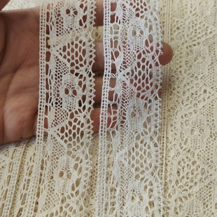 宽3.3cm米漂白黑本色细线棉线花边蕾丝Diy娃衣服装 洛丽塔辅料