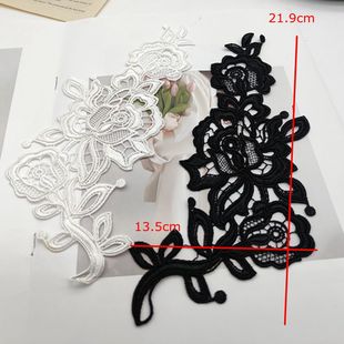 高品质细线蕾丝带股线黑米白色水溶花朵布贴diy无背胶针线缝制