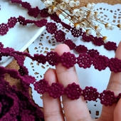 水溶蕾丝棉质紫红色葡萄串花边 DIY手工衣服头饰辅料宽1.2cm