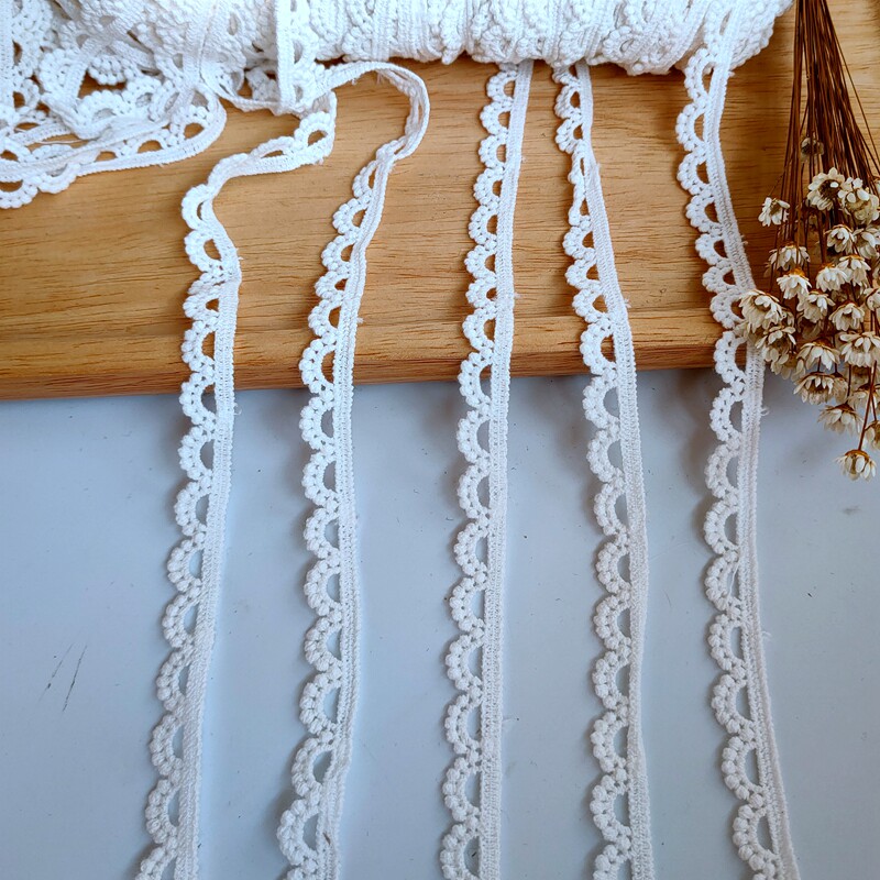 宽1.1cm米白色棉质水溶月牙边蕾丝旗袍娃衣辅料花边