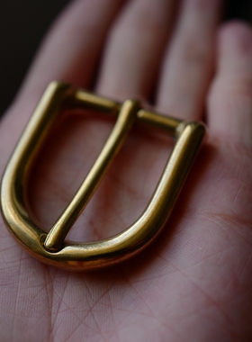 意大利 进口 黄铜抛光 纯铜 皮带针扣 圆弧厚重 皮带扣 30MM