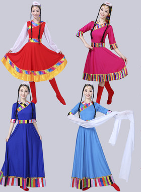 新款女成人套装水袖藏族舞蹈演出服装蒙古服装民族风广场舞服装