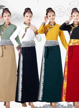 新款女藏族舞蹈演出服装2025藏式半身裙锅庄舞裹裙博拉贵族藏服