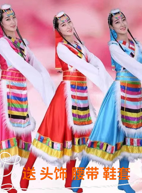 女装民族服装秧歌服舞台装演出服装藏族舞蹈服饰藏族水袖舞蹈D-85