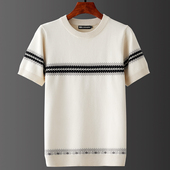 毛衣冬季 半截袖 T恤保暖内搭2024新款 男士 加厚中青年大码 胖子上衣