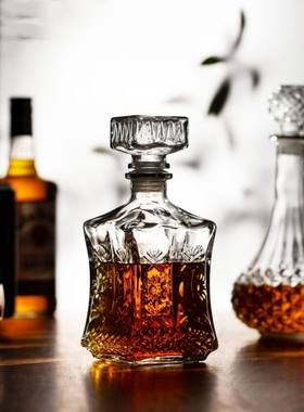 玻璃家用酒壶白酒储酒瓶酒樽创意红酒醒酒器威士忌酒瓶带盖洋酒瓶