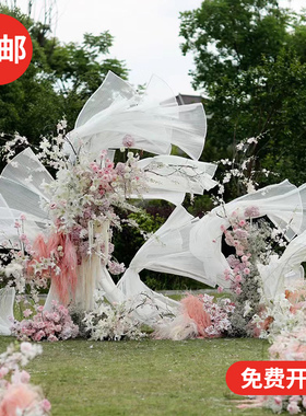 新款褶皱风琴纱百褶硬网纱面料婚礼造型纱舞台背景装饰美陈手工纱