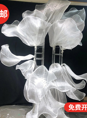 褶皱珠光纱百褶风琴纱流光纱亮光肌理压褶设计师手工diy造型面料