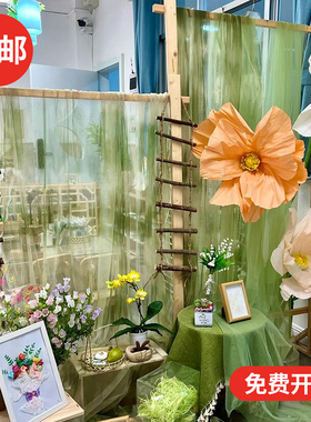 新中式国风纱幔幼儿园环创布置古风书法拍照背景装饰婚庆布幔面料