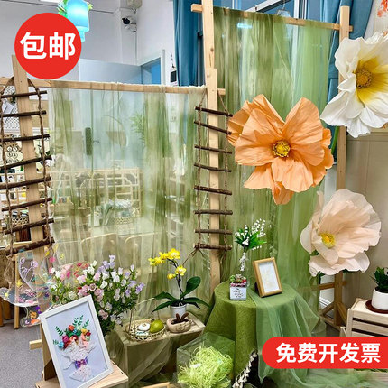 新中式国风纱幔幼儿园环创布置古风书法拍照背景装饰婚庆布幔面料