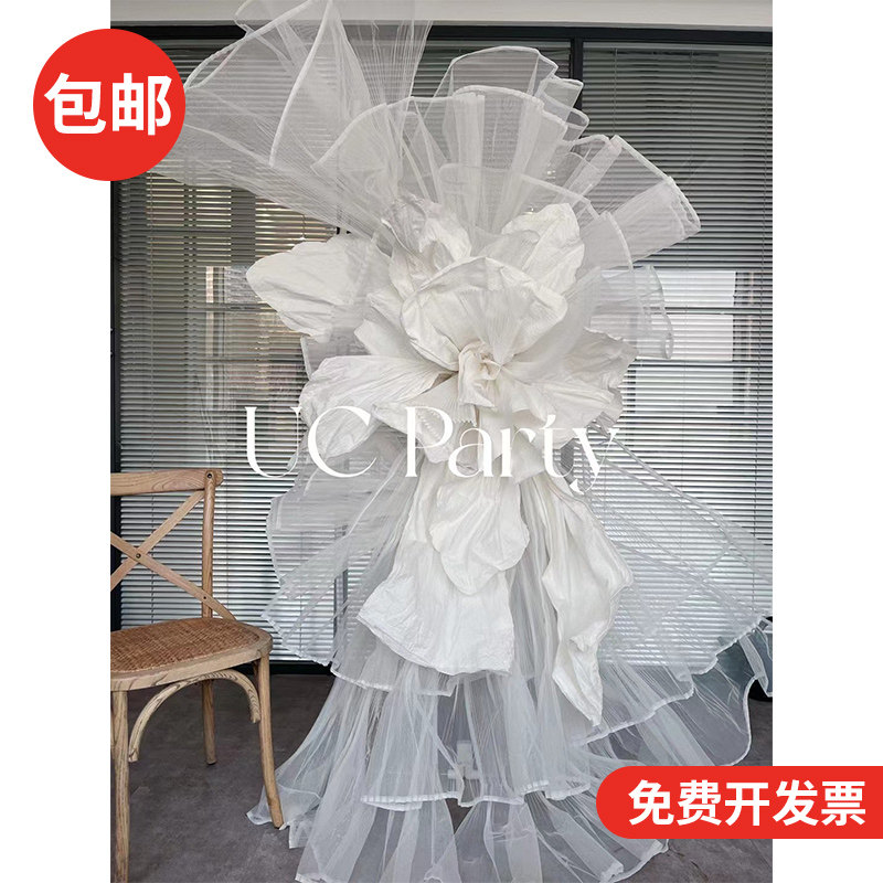 褶皱硬网纱布料大风琴百褶面料