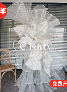 褶皱硬网纱布料大风琴百褶面料设计师手工diy婚礼造型舞台装饰