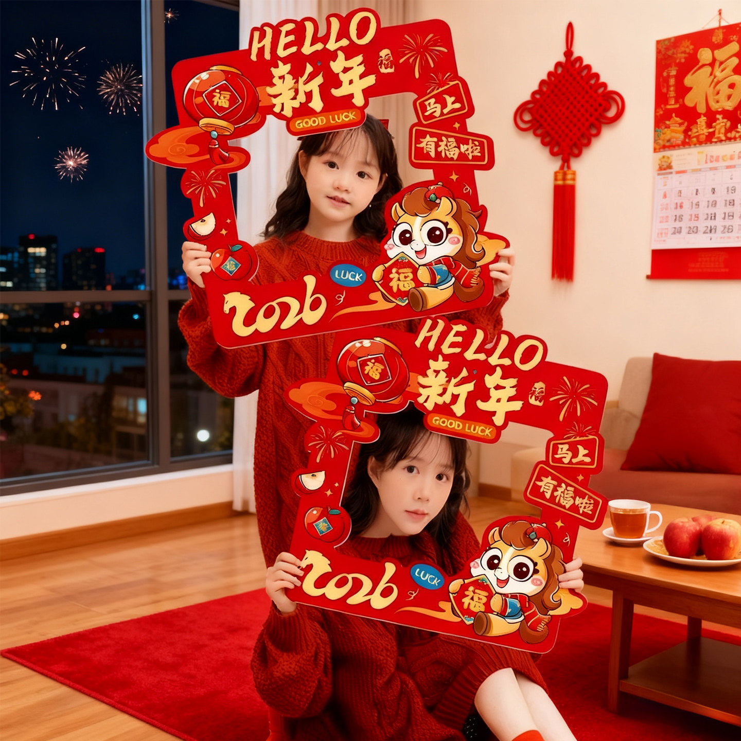2026马年元旦幼儿园拍照道具kt板相框儿童手举牌新年氛围布置品,节庆用品/礼品,节日装扮用品,淘宝优惠券,粉丝福利购,淘宝优惠卷