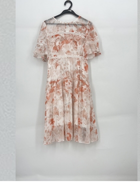 夏款 撤柜品牌 莫L凯L系列 粉色印花减龄舒适连衣裙女200003