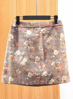 20春秋 CF  花色格子短款A字 半身裙 7723QH801