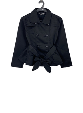 春秋款 JOJ**久童装 双排扣系带收腰风衣短外套女15350210