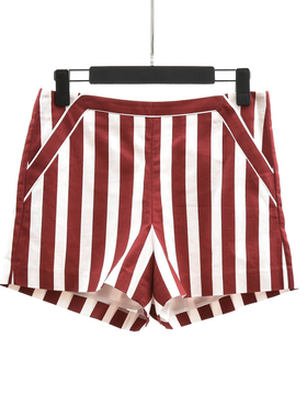 夏款 郭*玲新品 直筒条纹百搭女士短裤 热裤 高腰显瘦 A18S373C