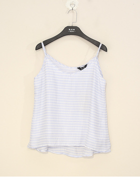 夏款 台湾品牌 伽* 时尚通勤雅致条纹清爽吊带背心上衣女 H77028A