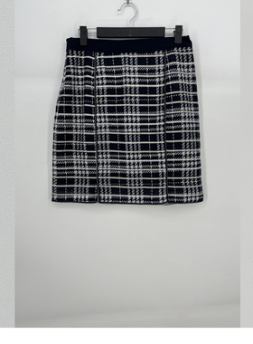 夏款 撤柜品牌 欧L锦系列 优雅格纹百搭包臀半身裙女 9802