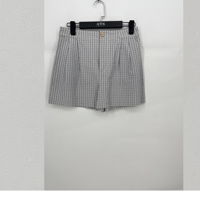 优雅格纹休闲百搭短款裤子女
