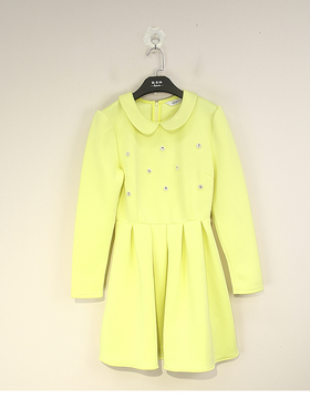 春秋款 JOJ**久童装 娃娃领太空棉大童连衣裙女 80120