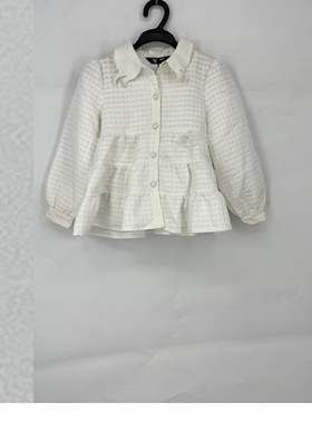 春秋款 JOJ**久童装 白色格纹收腰时尚薄款外套女童15350206