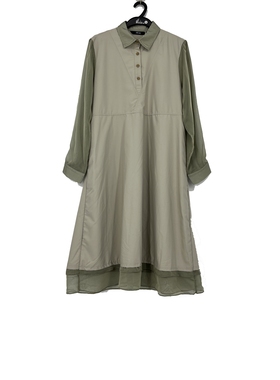 春秋款 瑞E系列 (破洞)透视网纱拼接袖舒适连衣裙女 407003