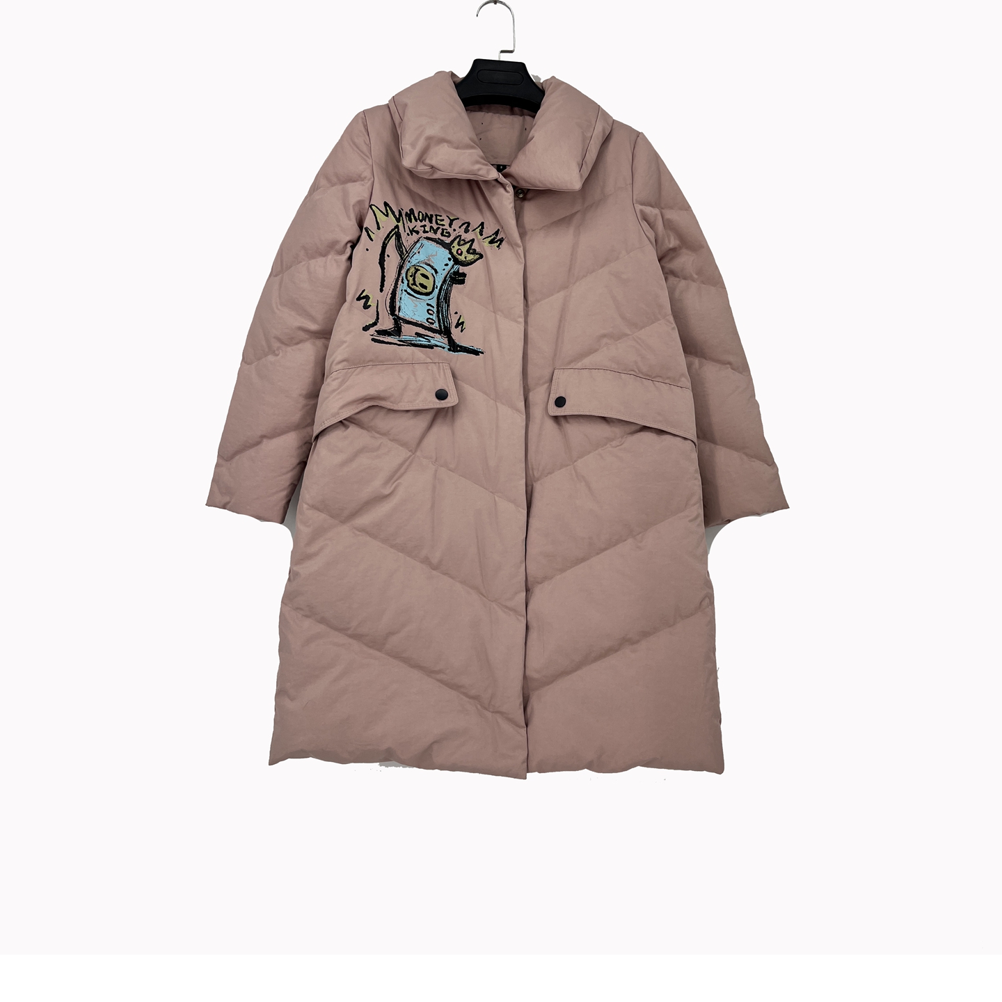 中长款翻领白鹅绒外套女