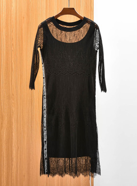 20春秋 CF 蕾丝吊带弹性优雅端庄长袖两件套 连衣裙 7120LB118