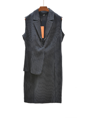 夏款 出口外贸 高订重工条纹气质修身连衣裙 假两件套  ML16180