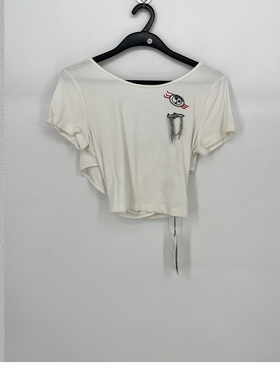 夏款 撤柜品牌 裘T系列 时尚洋气露背装短款T恤女72015