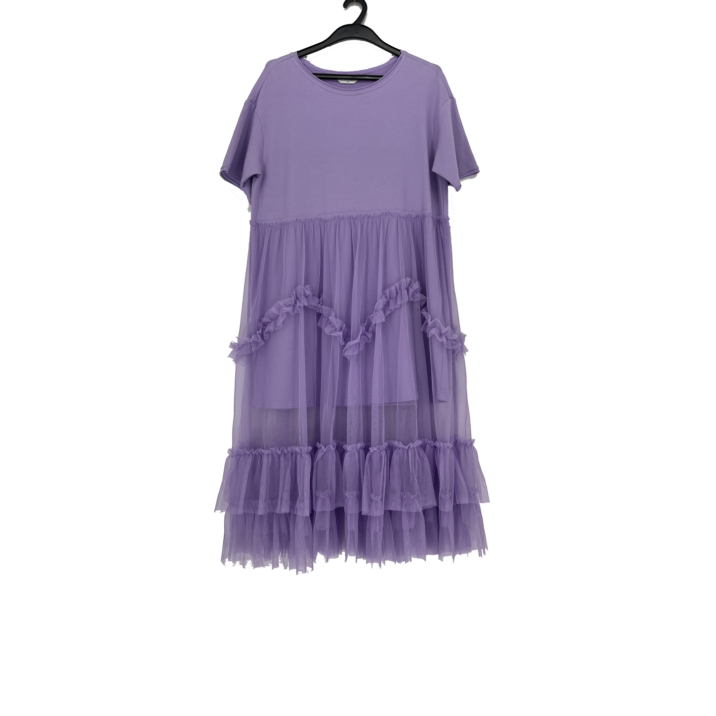 镂空网纱拼接减龄休闲连衣裙女