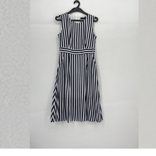 蓝白条收腰无袖 180系列 A字摆连衣裙女5804 撤柜品牌 夏款