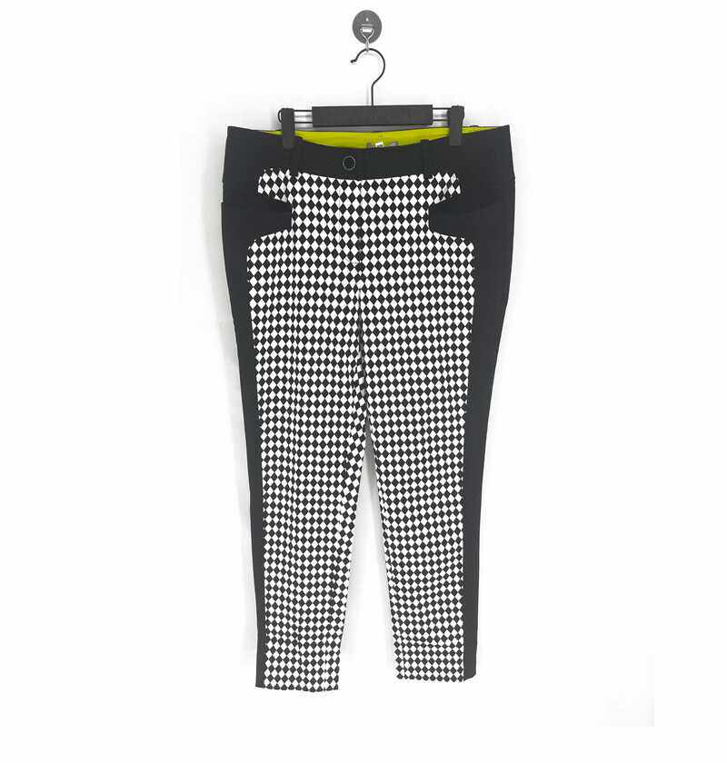 春夏款 撤柜品牌 9系列 黑白菱形格纹个性百搭休闲裤子女6613