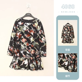 气质长袖 春秋款 连衣裙女4068 系列 圆领印花面料时尚 撤柜品牌