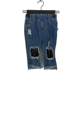 春夏款 JOJ**久童装 松紧腰破洞时尚牛仔裤子女童 22192