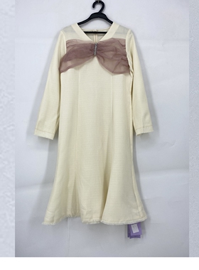 春秋款 意大利品牌 玛L系列 显瘦V领高雅气质连衣裙女021-