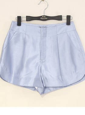 23夏款 明星代言 Q*DA 蓝色高腰通勤阔脚热裤短裤女502086053