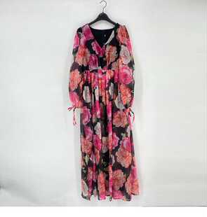 夏款 撤柜品牌 *系列 大花印花V领大摆裙连衣裙女152